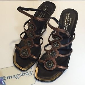 Donald J Pliner Metallic Heeled Sandals Size 9